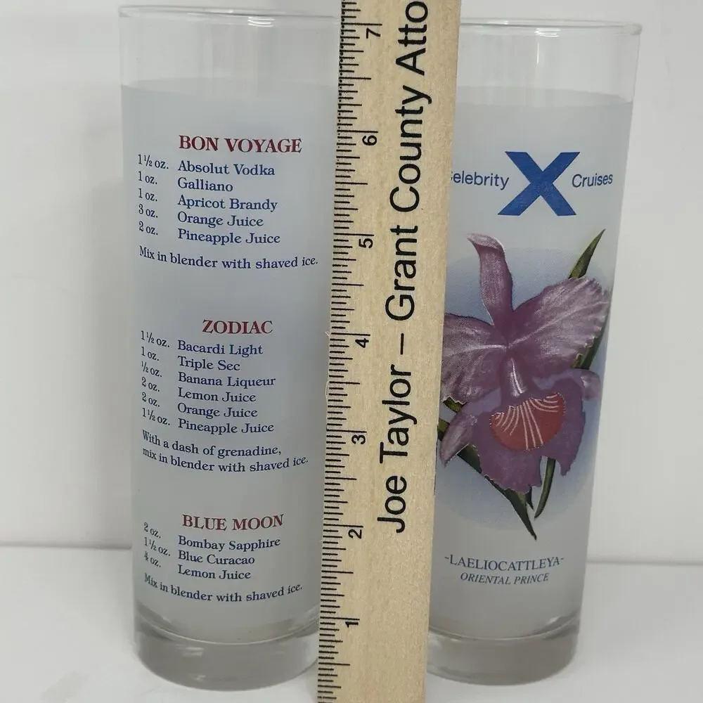2 Celebrity Cruises Tall Collins Glasses Bon Voyage With Drink Recipes